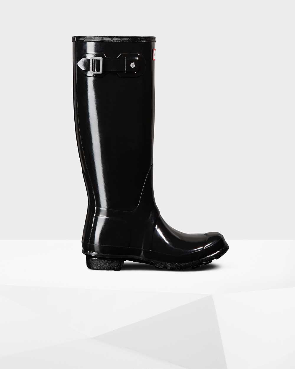 Hunter Original Tall Gloss Women's Rain Boots NZ-84586R Black